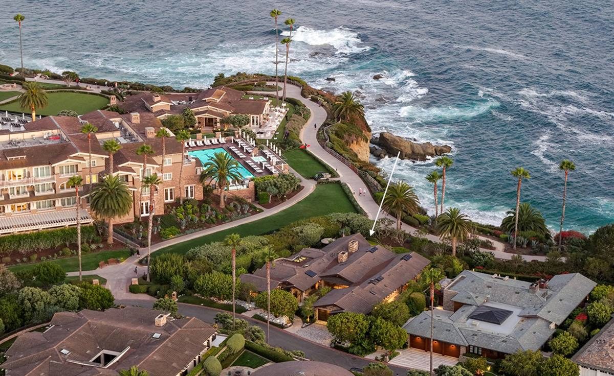 An aerial view of the Montage Laguna Beach resort, with 15 Montage Way among the 14 private residences inside the enclave.
