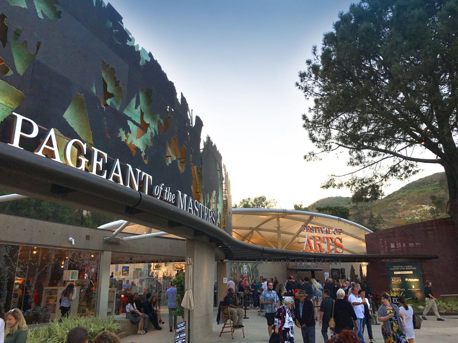The entrance to the Festival of Arts and Pageant of the Masters grounds, one of the walking-distance venues used during the festival.