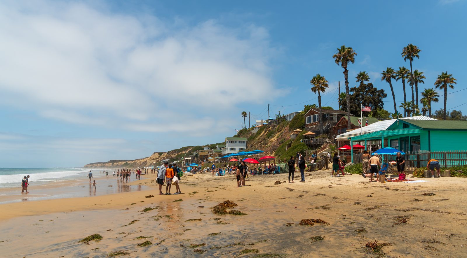 The rocky shoreline at Crystal Cove State Park. The park remains open with restrictions, but sections of the Historic District beach remain closed.