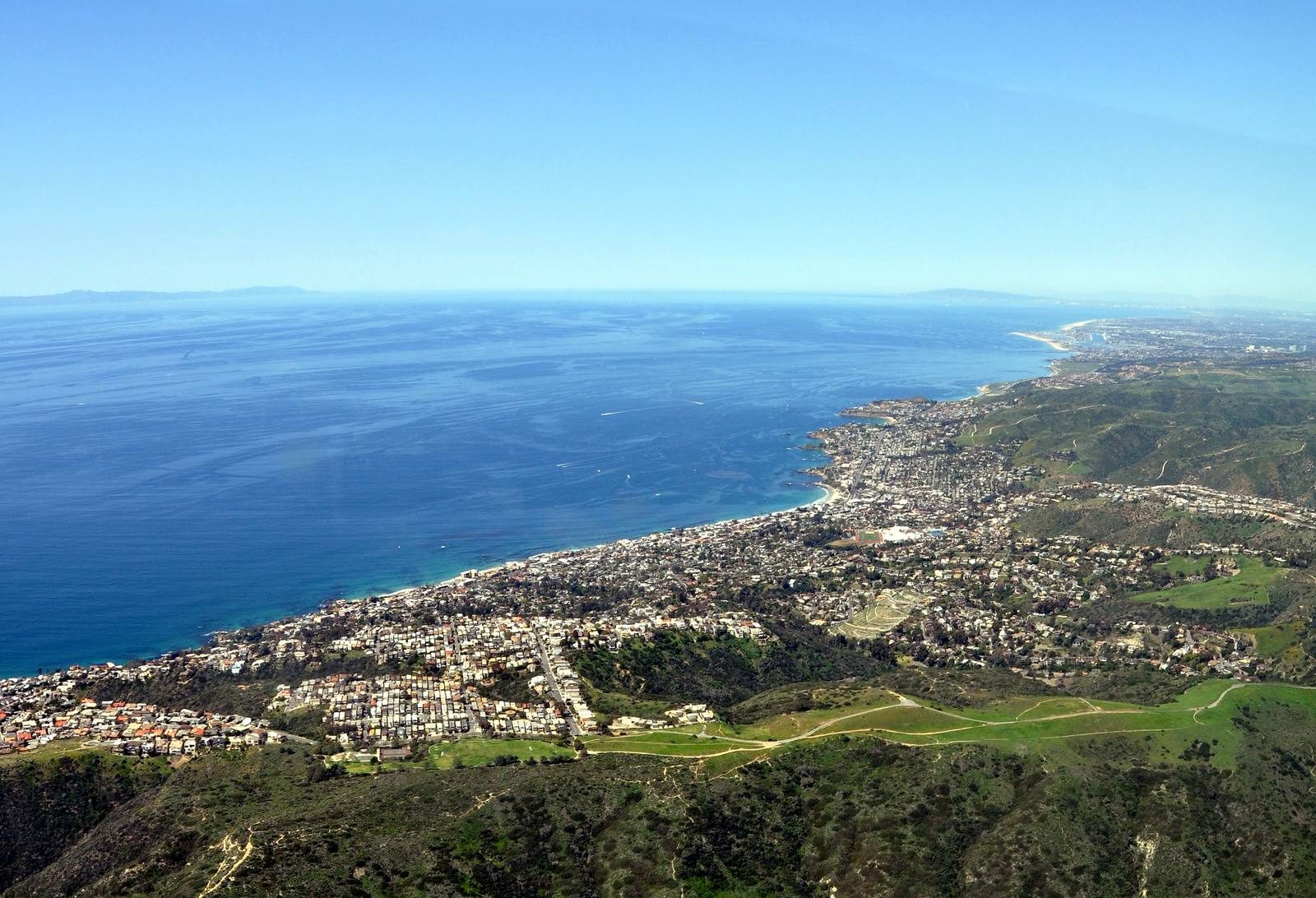 An aerial view of Laguna Beach and its coastline.