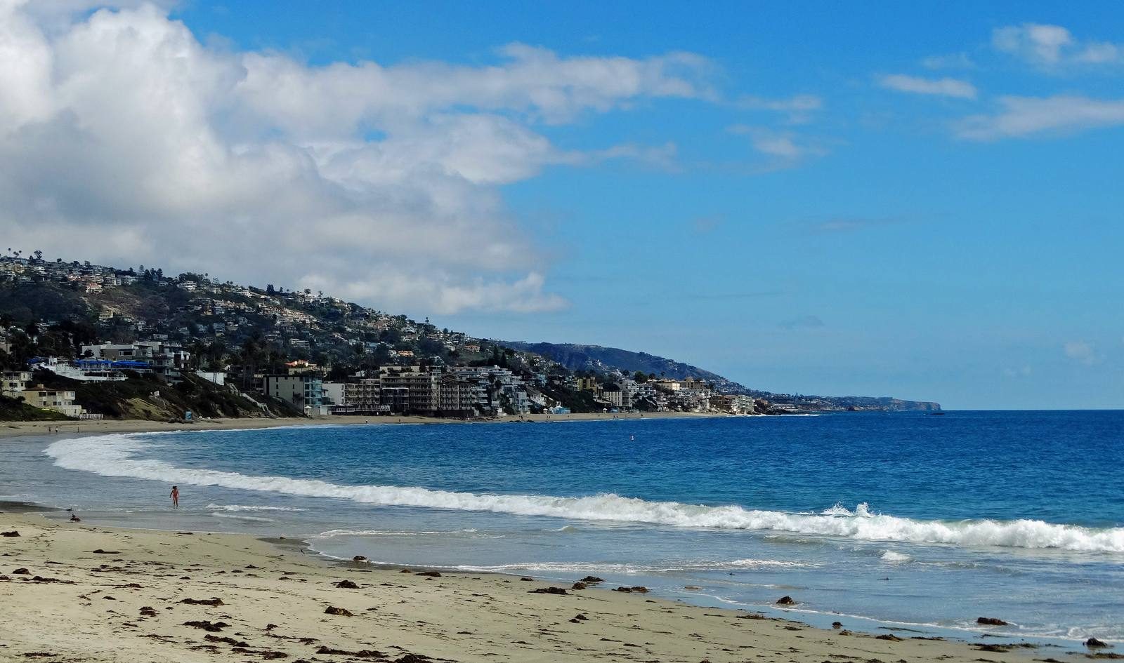 The beach and hillside town of Laguna Beach.