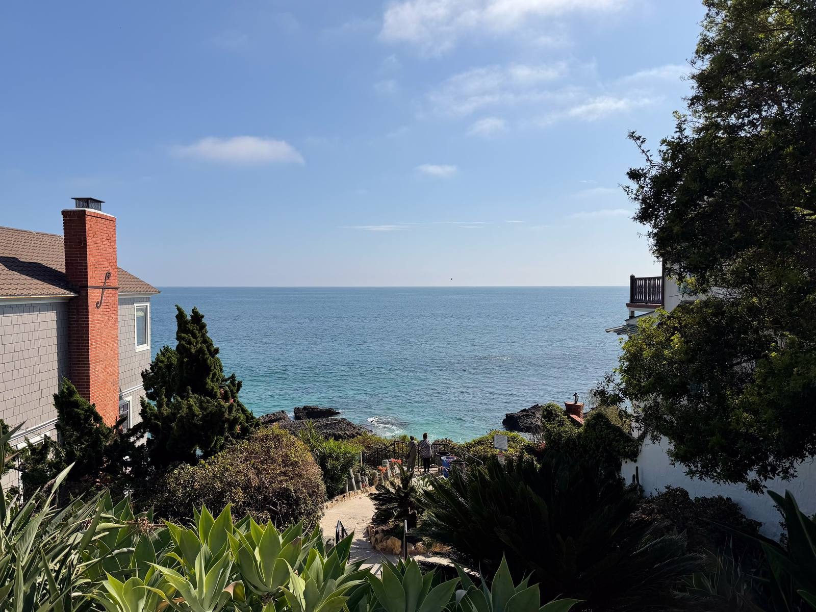 The bluff-top path down to Woods Cove on the Laguna Beach coast.