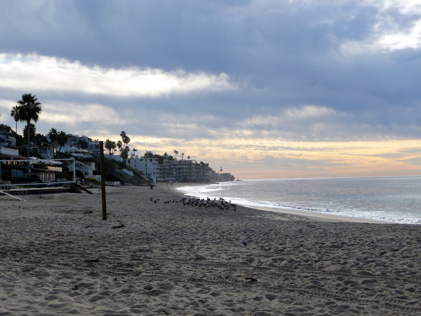 A Laguna Beach beach at dusk, in the town whose summer arts season the Pageant of the Masters just closed.
