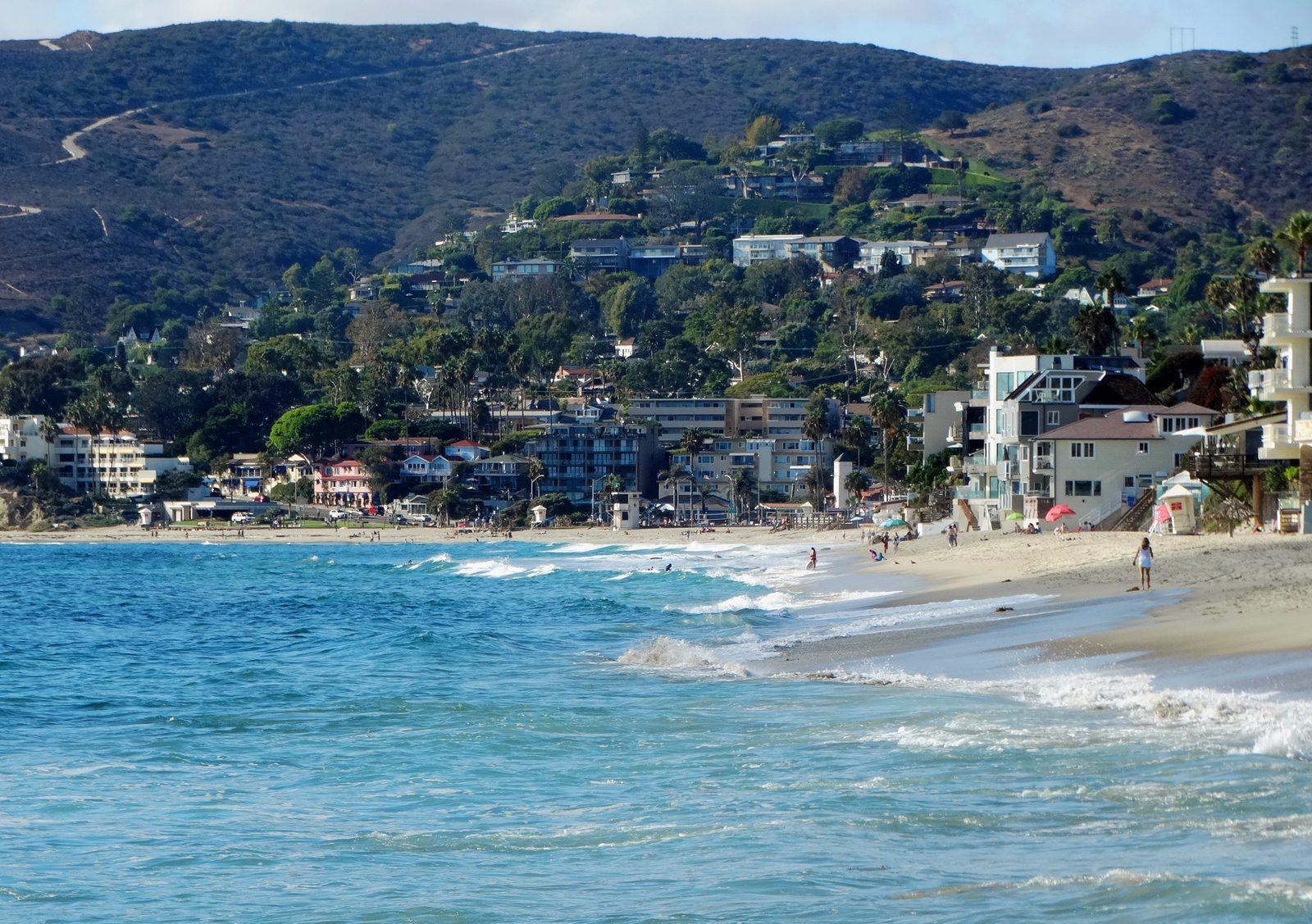 The South Laguna Beach shoreline. A portion of Aliso Beach and its parking lot remain closed, and officials are monitoring Pearl Street beach and the area near Victoria Beach.