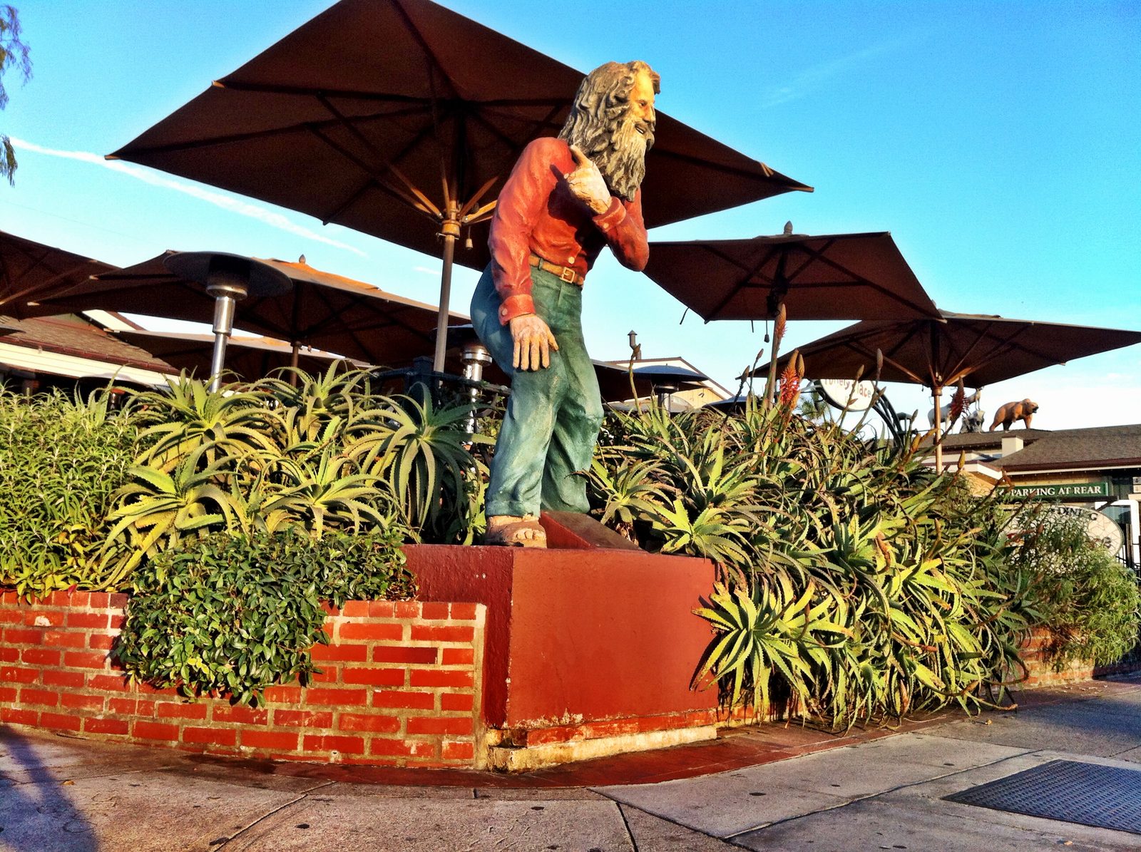 The statue of Eiler Larsen, Laguna's beloved greeter, in downtown Laguna Beach.