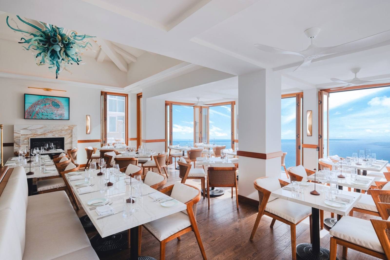 The reimagined Splashes dining room at the Surf and Sand resort.